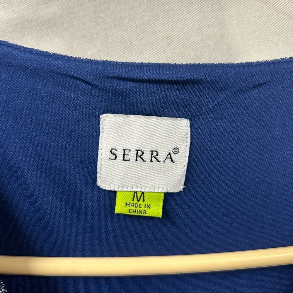 Serra blue sparkly faux wrap fully lined‎ dress size medium